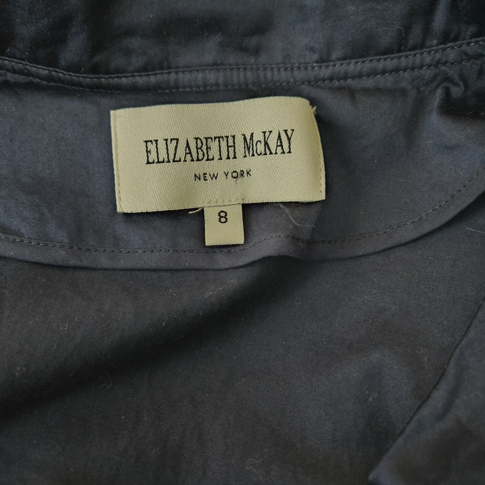 Elizabeth McKay Scotland Navy Ruffle Wrap Dress Size 8